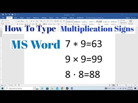 How To Type All Multiplication Symbols In MS Word Easily | Write All ...