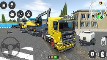 Long Trailer Truck Loading Heavy Roller | Truck Drive Simulator 2020 Gameplay HD