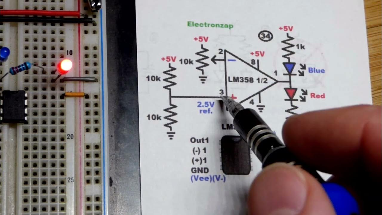 Inverting Op Amp Comparator demo circuit using LM358 Operational