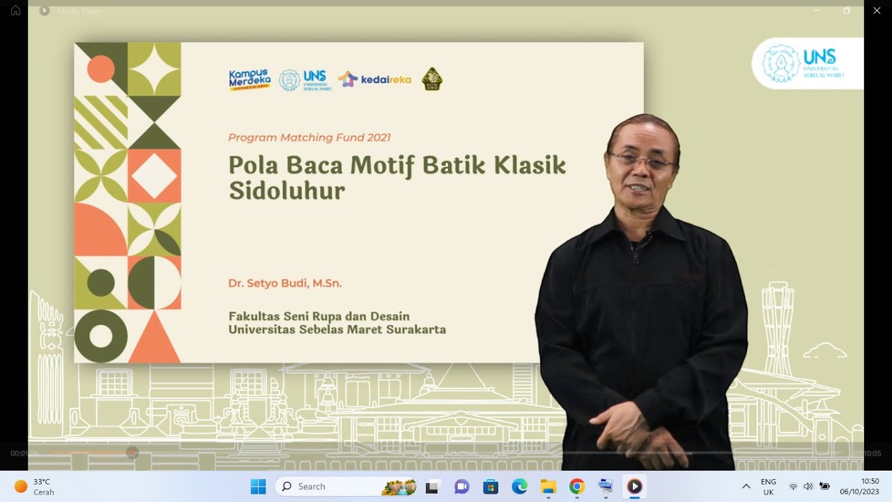 Video Ajar Mata Kuliah Pola Baca Motif Batik Klasik Sidoluhur oleh Dr. Setyo Budi, M.Sn.