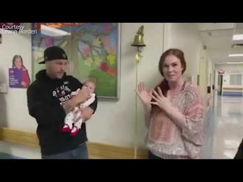 VIDEO: Baby rings cancer bell after beating brain cancer