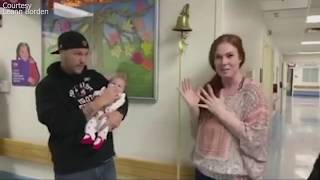 VIDEO: Baby rings cancer bell after beating brain cancer