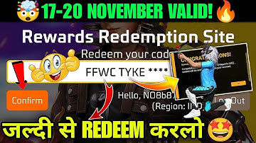 FREE FIRE REDEEM CODE TODAY 18 NOVEMBER|FF REWARDS REDEEM CODE | FF REDEEM CODE TODAY 18 NOVEMBER