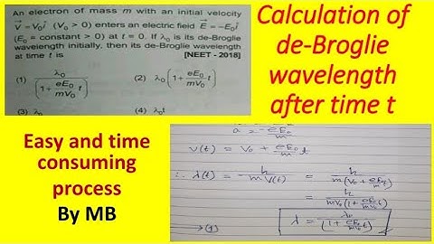 An electron of mass m with an initial velocity V=V0i enters an electric field Ē= -E0i at time t=0.