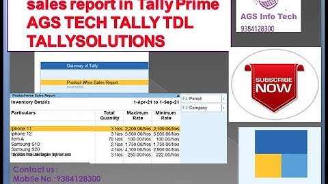 Item wise or Product wise sales report in Tally Prime AGS TECH TALLY TDL TALLYSOLUTIONS Latest Tally
