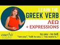 Learn the greek verb   i say    omilo