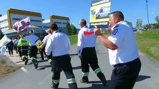 New Brunswick Ambulance Paramedics protesting at  Dr. Everett Chalmers Regional Hospital!