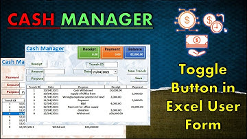 Cash Manager Excel Application | Userform Change Background | Toggle Button | cash book kaise banaye