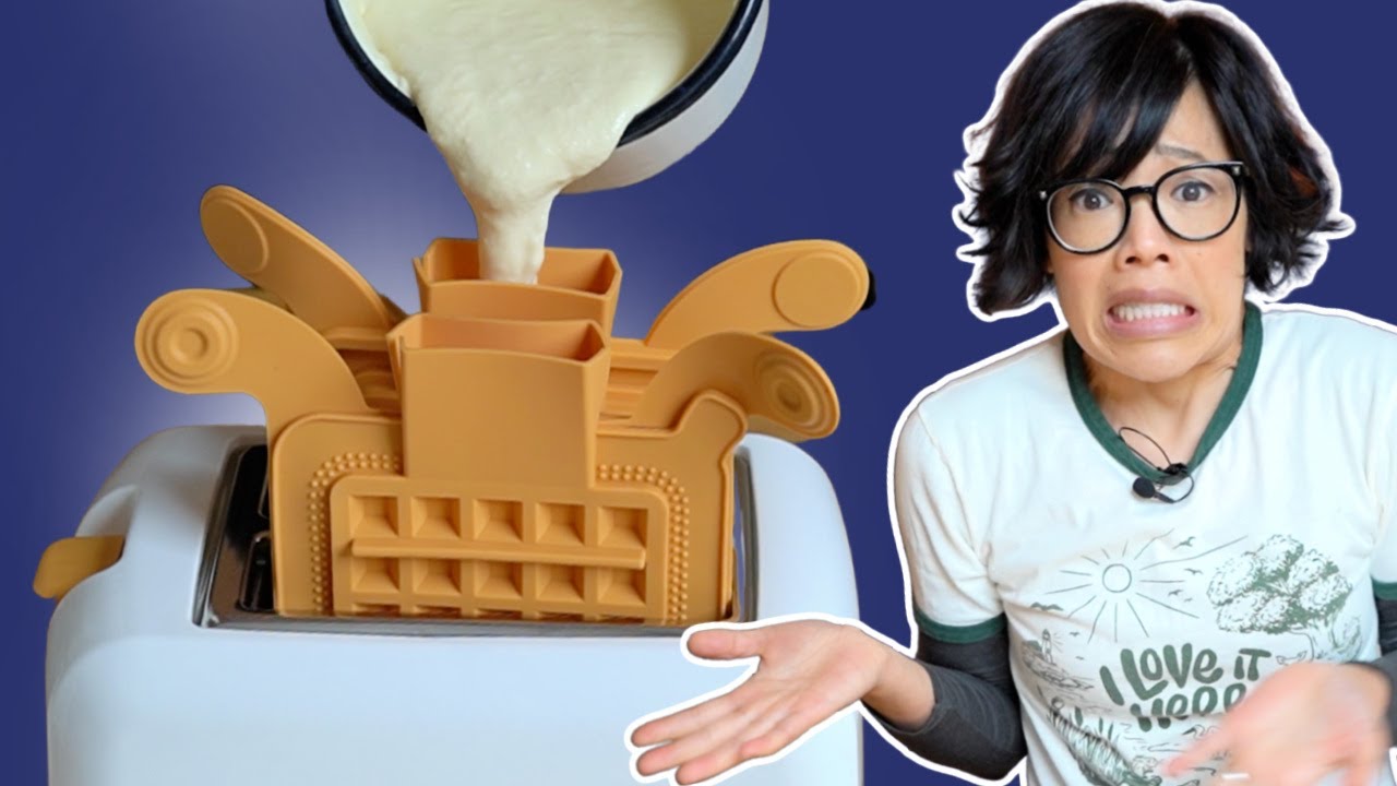 Is Pouring Waffle Batter Into A Toaster A Good Idea? 🧇 Vertical Waffle Toaster Test 🧇