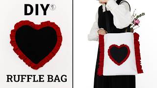 How to Sew a Cute Ruffle Tote Bag with Heart Design | Step-by-Step Tutorial