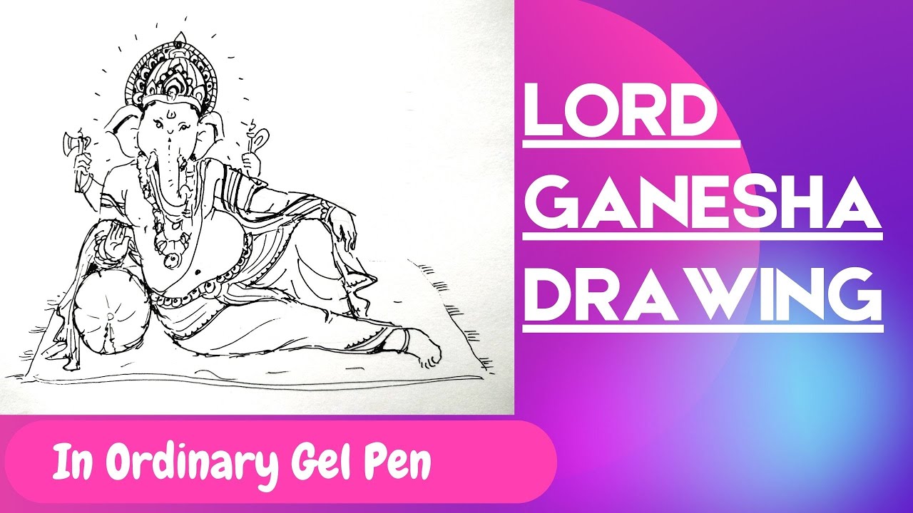 Lord Ganesha drawing in ordinary Gel pen /Ganesh Chaturthi special drawing / Easy Ganesha drawing