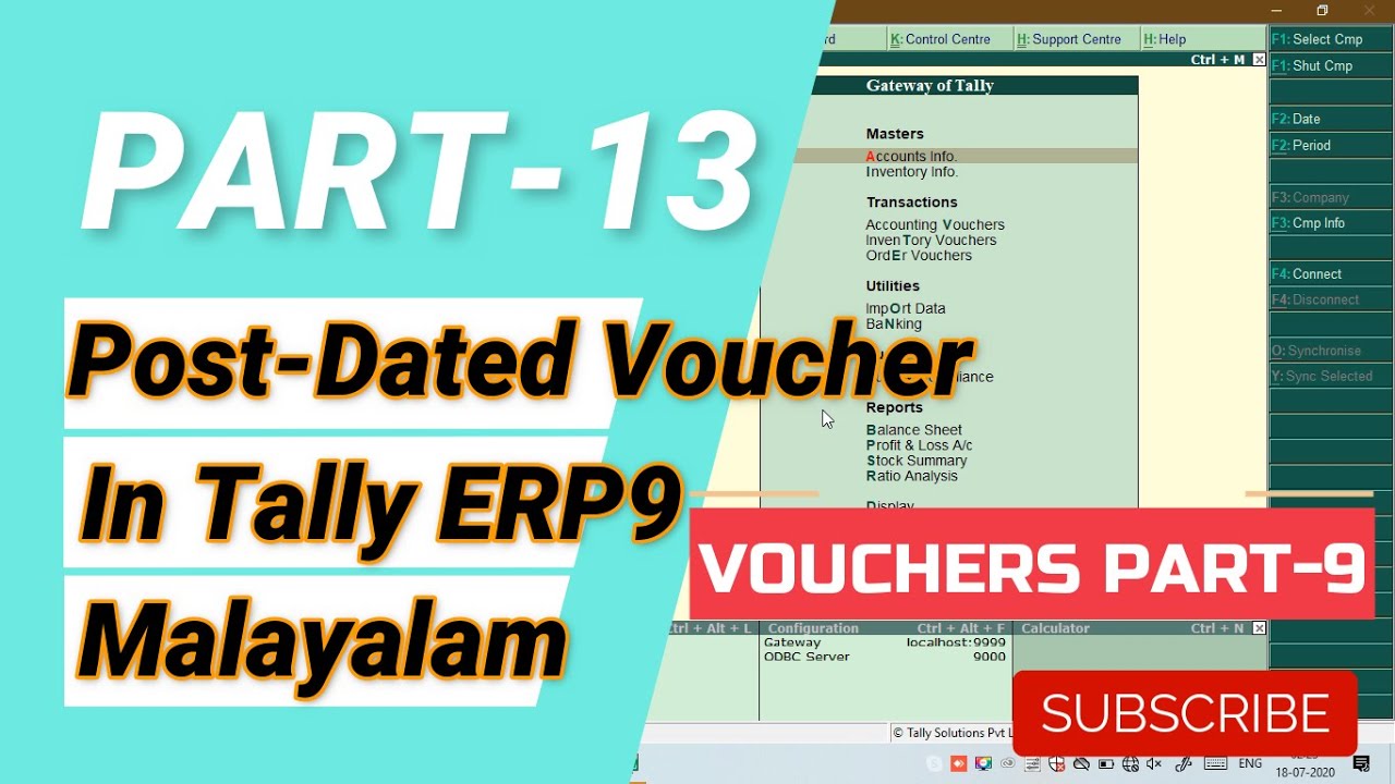 Post Dated Voucher Entries In Tally ERP9 Malayalam Tally Tutorial