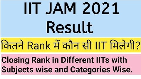 IIT JAM 2021 Result |Closing rank in IITs with Subject wise & Category wise
