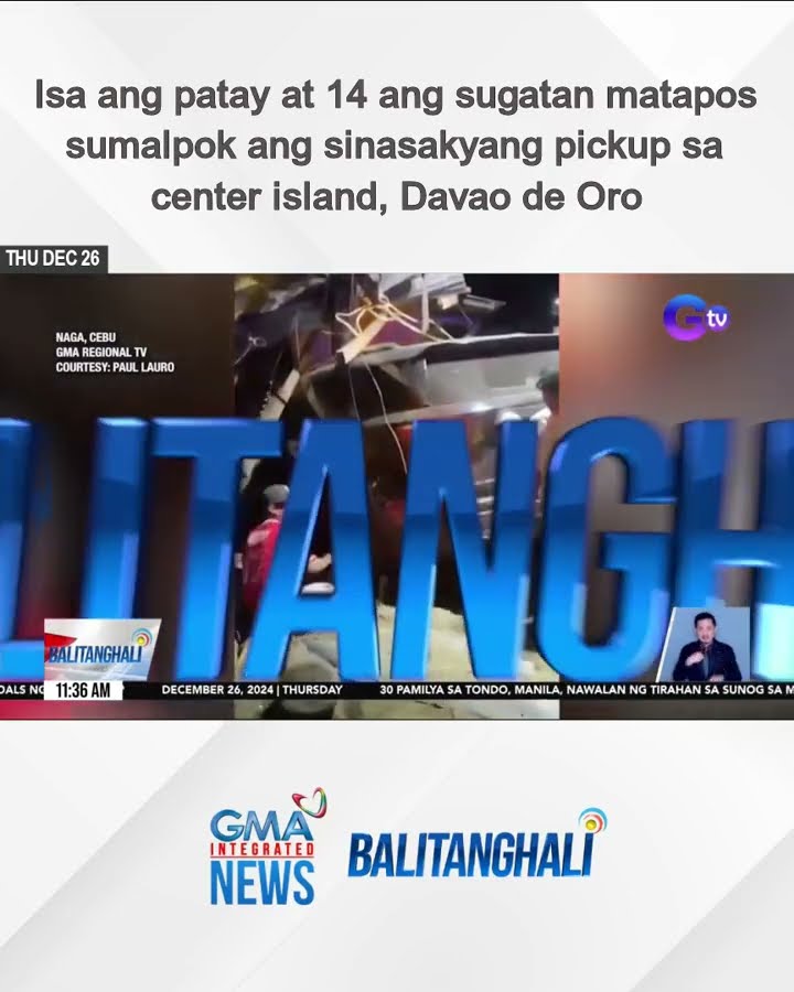 Isa ang patay at 14 ang sugatan matapos sumalpok ang sinasakyang pickup sa center...| Balitanghali