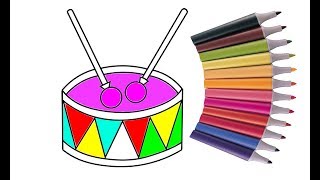 How to Draw Drum Coloring Page for Kids