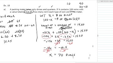 MAT 123 Finite Math Section 1.1 Part 5 Applications of Equations