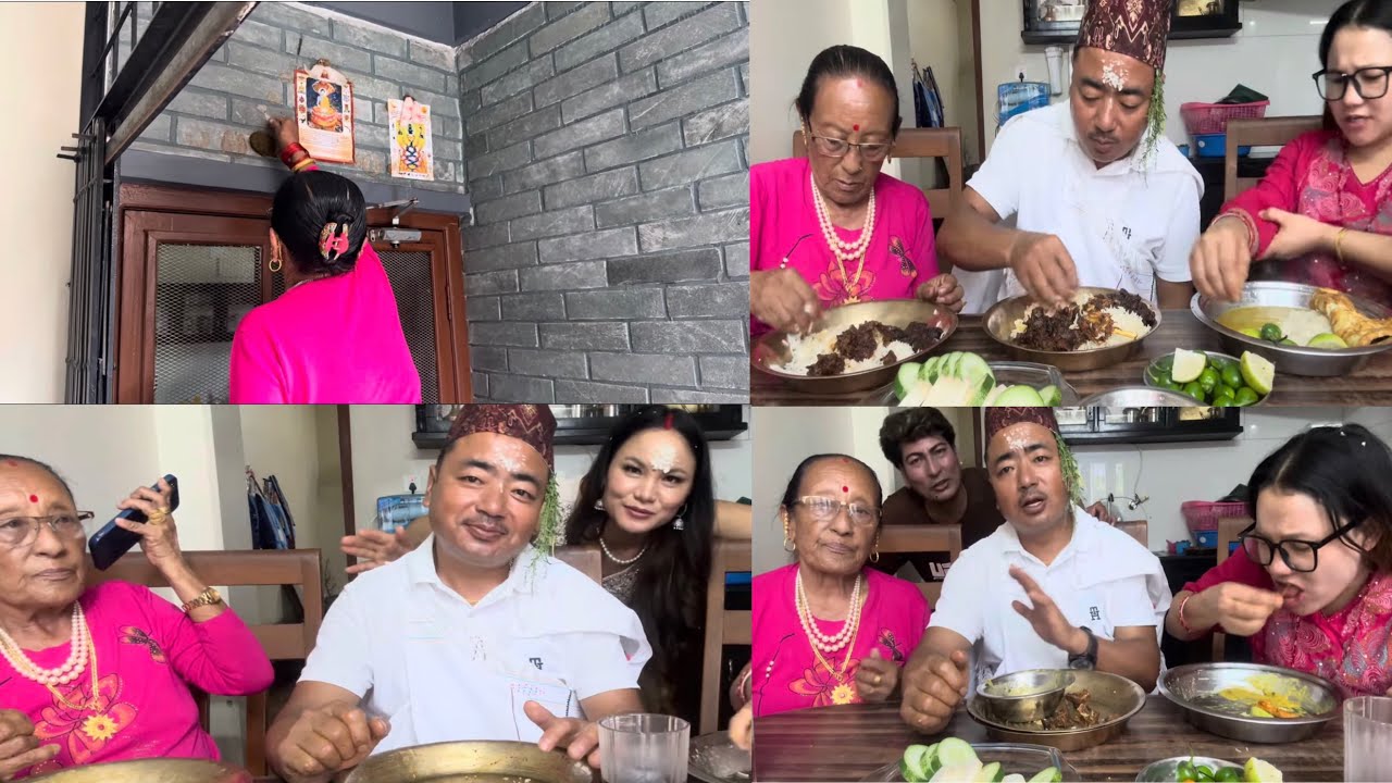 दशैकौ टिका पश्चायत आमा अनि सपरिवार काईलाले पकाएको chyangra ko pakku संग मजाले खायौ। 