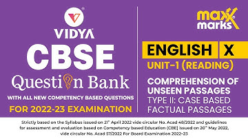 CBSE Question Bank Video Solution I English 10 | Unit-1 Reading | Case-Based Factual Passages