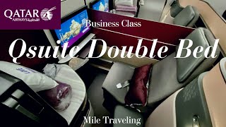 Qatar Airways Бизнес класс QSuite Double Bed Boarding ✈️ Narita to Doha In-flight Meals/ Amenities