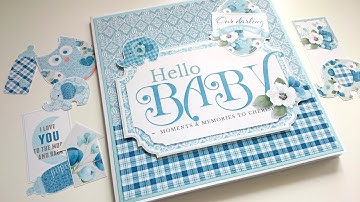 Hello Baby Boy 8x8 Envelope Mini Album Tutorial