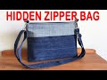 HIDDDEN ZIPPER BAG | CROSSBODY BAG SEWING TUTORIAL |ZIPPER BAG TUTORIAL WITH LINING|DIY BAG TUTORIAL