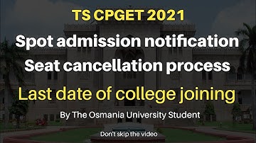 TS CPGET 2021| Spot admissions | Seat Cancellation Process | leftover candidates #cpget2021