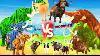 Woolly Mammoth Vs Big Tiger Attack Cows Saved by Mammoth Elephant Tusk Animal Revolt Battle Simulato