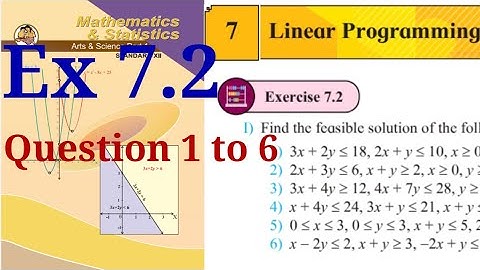 Exercise 7.2,HSC,12th Maths1,question 1to 6,Linear Programming,LPP,state board,new Syllabus 2020-21