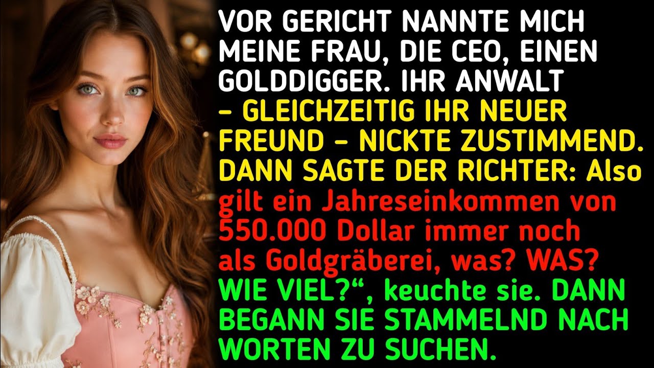 VOR GERICHT NANNTE MICH MEINE FRAU, DIE CEO, EINEN GOLDGRÄBER. IHR ANWALT DER AUCH IHR NEUER FREUND