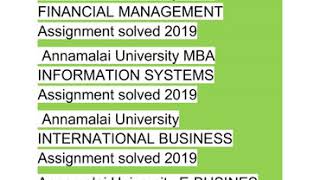 Annamalai University MBA Assignments Answers 2019