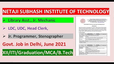 Vacancy in NSUT | Netaji Subhash University of Technology |