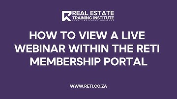 How to View a Live Webinar within the RETI Membership Portal