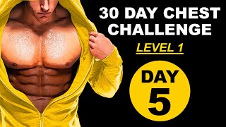 Fitness 30 DAY CHEST challenge Day 5 - Level 1 🟡 no equipment chest workout only push ups #p4p