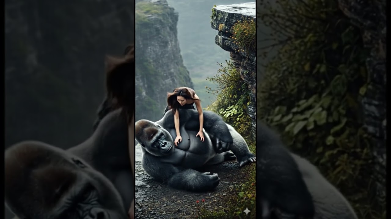 Gorilla Saves Girl From Falling Cliff 🐵💔 | Rainy Countryside