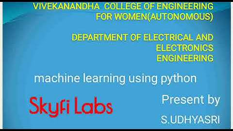Machine Learning using Python - Skyfi Labs