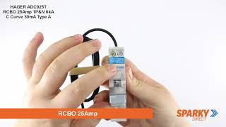 Hager Adc925T Rcbo 25Amp 1P&N 6Ka C Curve 30Ma Type A