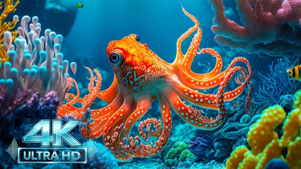 4K Ocean World – Beautiful Marine Creatures with Relaxing Fish Tank Sounds