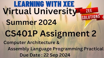 CS401P Computer Architecture and Assembly Language Programming Practical Assignment 2 Summer 2024 VU