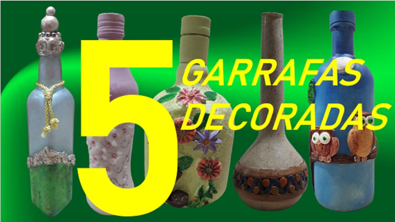 5 IDEIAS DE RECICLAGEM DE GARRAFAS DE VIDRO - DECORAÇÃO FÁCIL E BARATA -  @lucibuzo ​