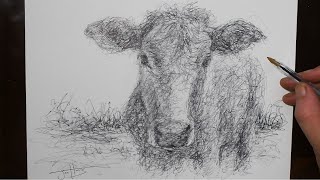 how to draw a cow amazing drawing style with a biro pen