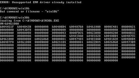 Windows 3.0 Debug Release 1.14 crashes screen (Unsupported EMM driver already installed error)