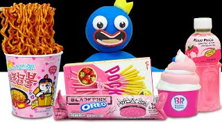 ASMR Pink Food * Ice Cream, Oreo, Noodles, Drink Mukbang | Rainbow Friends In Real Life