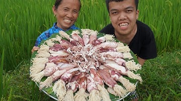 Bà Tân Vlog - Lần Đầu Làm Mâm Mực Nhồi Nấm Kim Châm Sẽ NTN