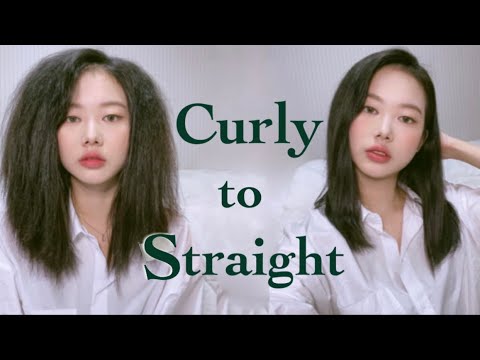 sub) Styling tip on how to make curly hair straight 👩🏻‍🦱How to make head look smaller 🌝 jjuE