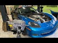 Z06 Corvette drift car build. trying to fit a race transmission in the front