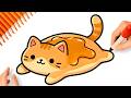 HOW TO DRAW A KAWAII PANCAKE KITTEN EASY ????????