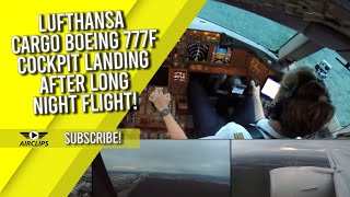 Lufthansa Cargo Boeing 777F Cockpit Landing after Long Night Flight!  [AirClips] by Air-Clips.com 2,307 views 1 month ago 2 minutes, 43 seconds