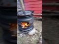 Homemade woodstove, first fire test