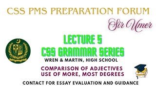 📌 Lec 5 | Comparative, Superlative Adjectives 🔤 More &amp; Most 📚 #CSS English Grammar #sirumer #FPSC