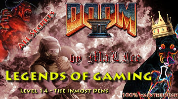 Doom 2 (jDoom) 100% walkthrough - Level 14 The Inmost Dens (all secrets)
